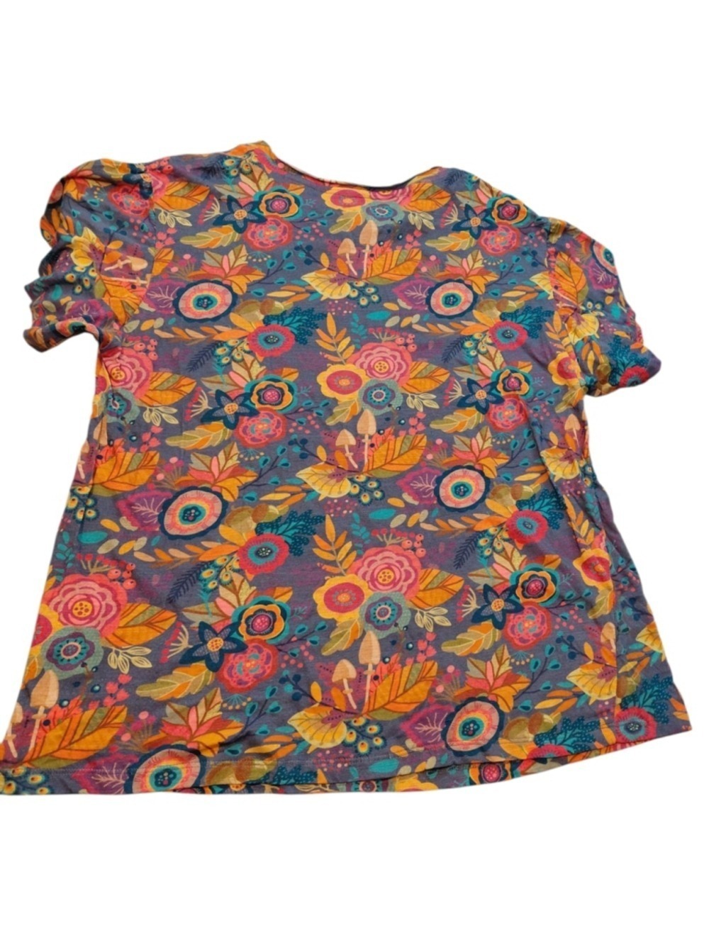 NWT Layerz Basics Distressed Floral Tee Shirt Medium Colorful Boho Fall Print - Picture 7 of 7